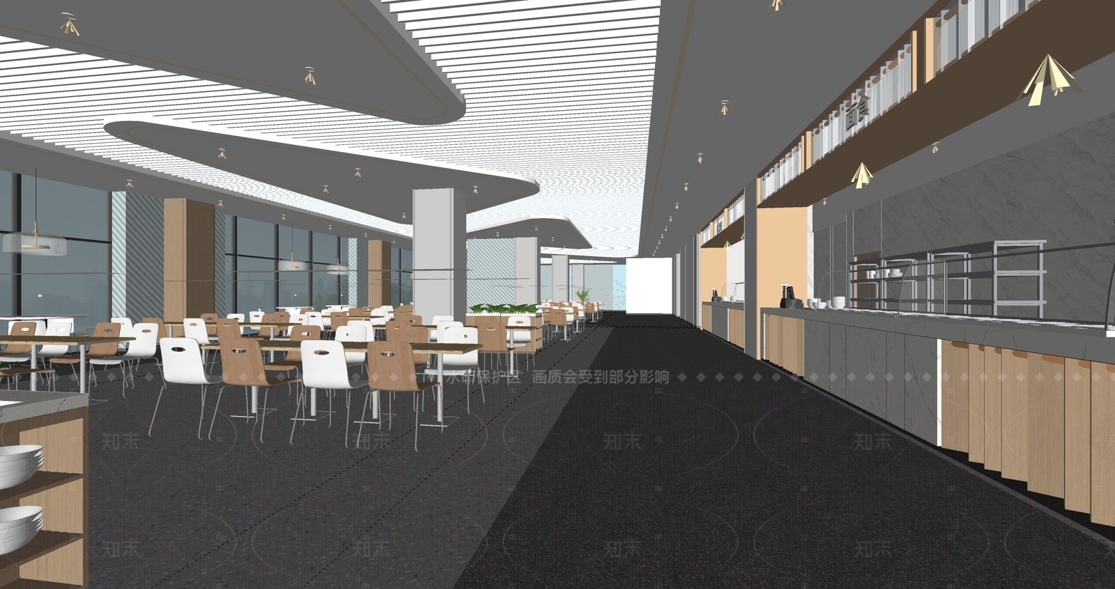 现代员工食堂SU模型下载【ID:1150141313】