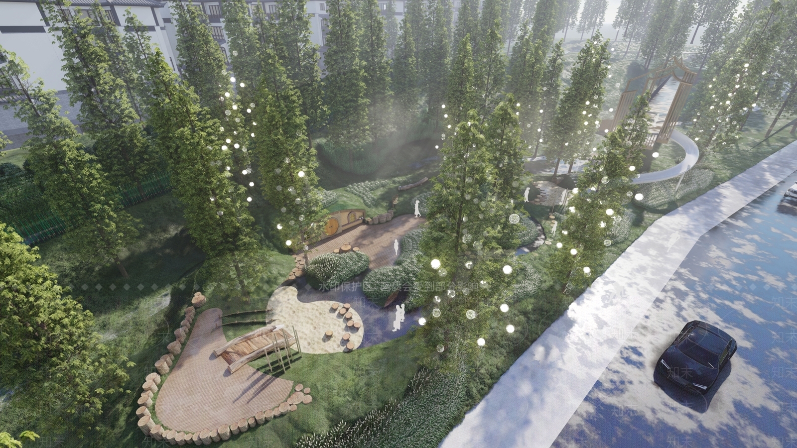 现代山地森林儿童活动区SU模型下载【ID:1150145318】