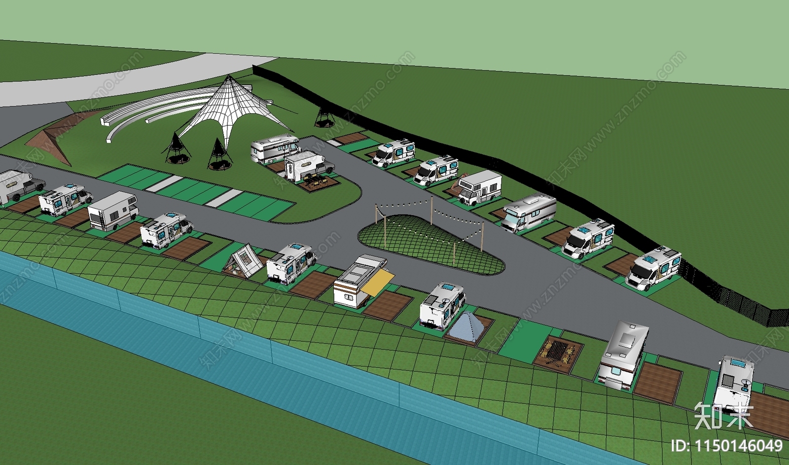 现代露营营地SU模型下载【ID:1150146049】