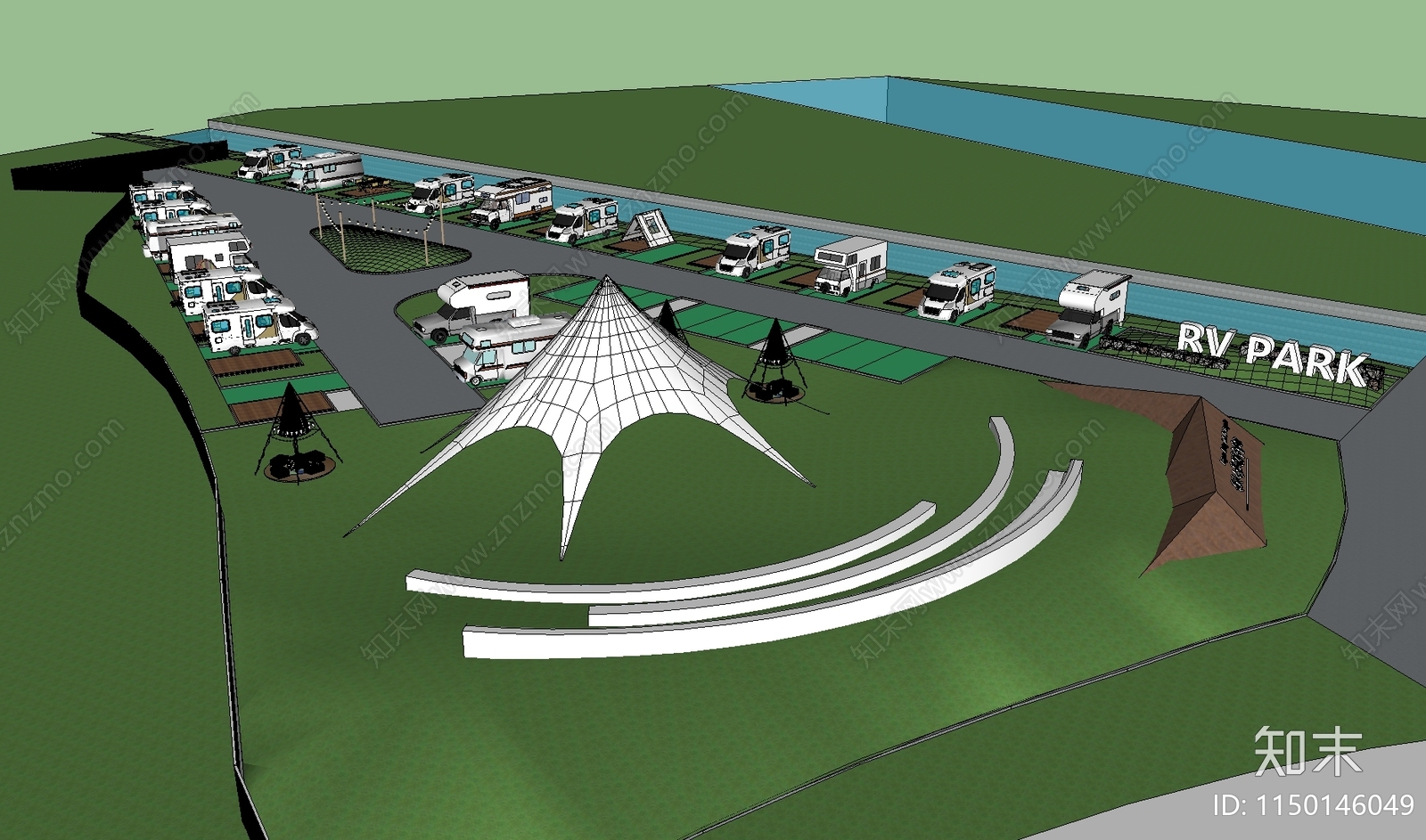 现代露营营地SU模型下载【ID:1150146049】