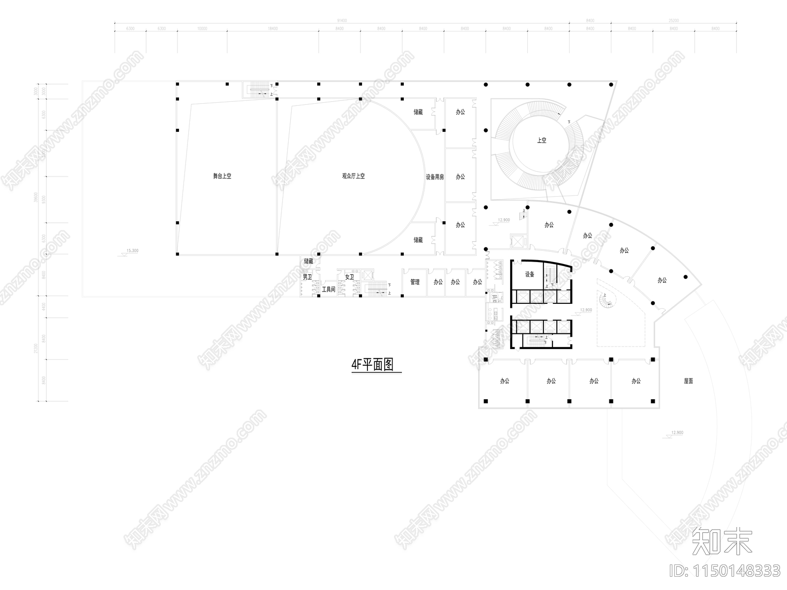扬州广电数字产业楼建筑cad施工图下载【ID:1150148333】