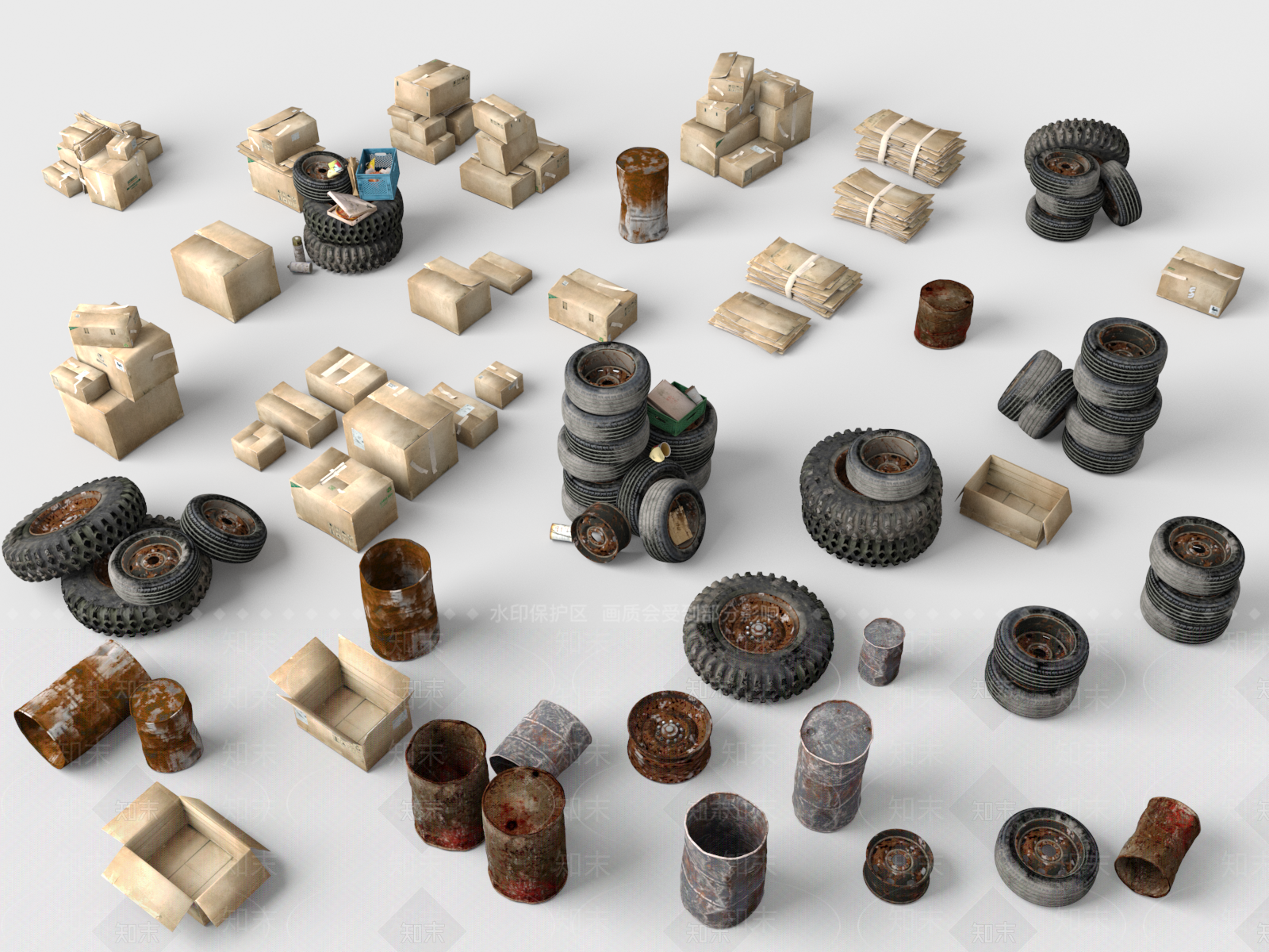 废弃轮胎3D模型下载【ID:1150149899】