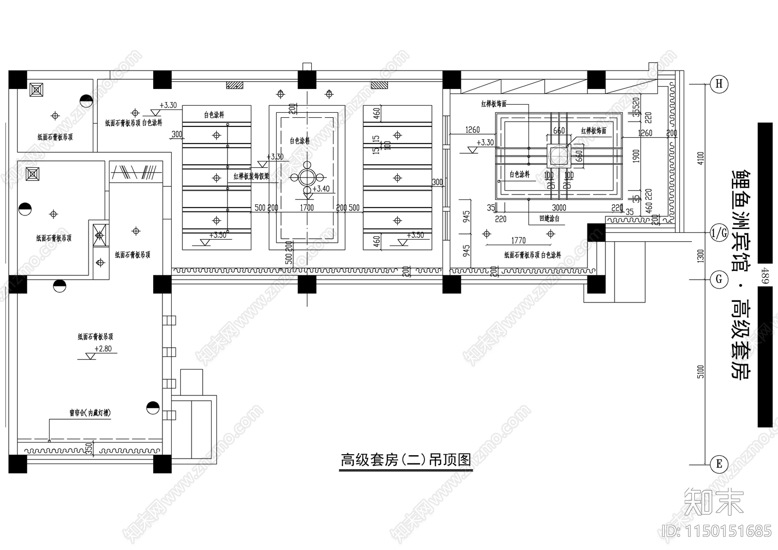 宾馆高级套房室内平面图cad施工图下载【ID:1150151685】