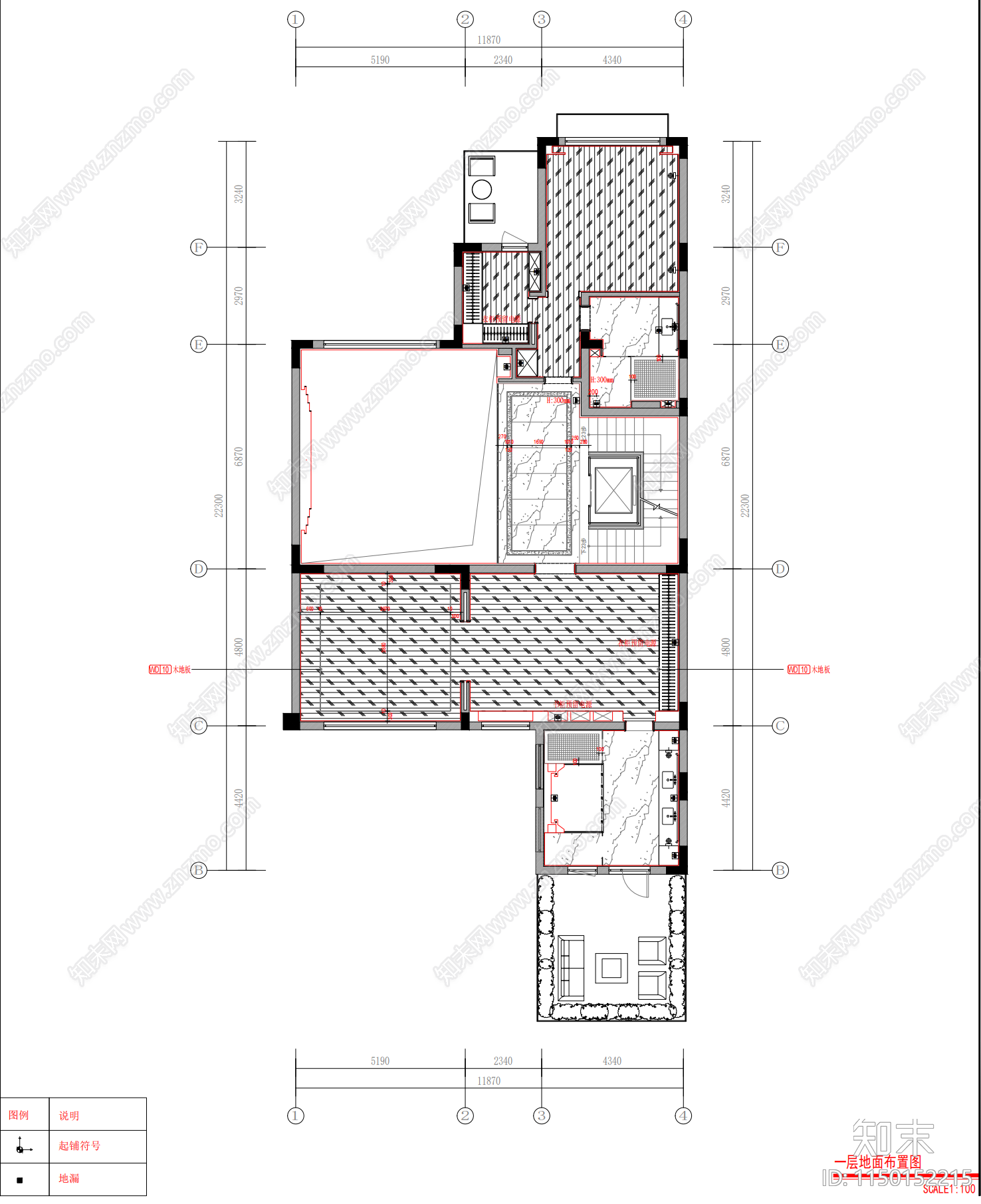 现代别墅室内平面图cad施工图下载【ID:1150152215】