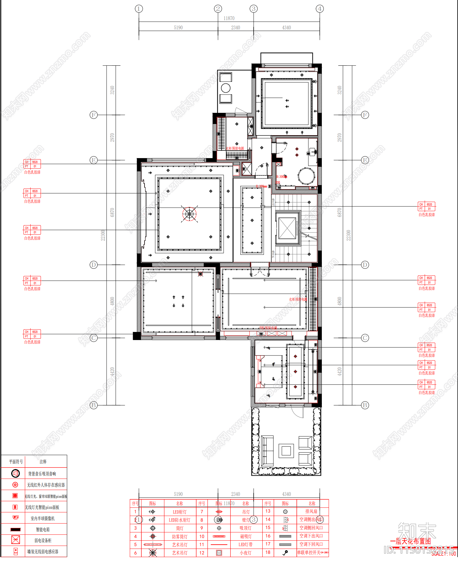 现代别墅室内平面图cad施工图下载【ID:1150152215】