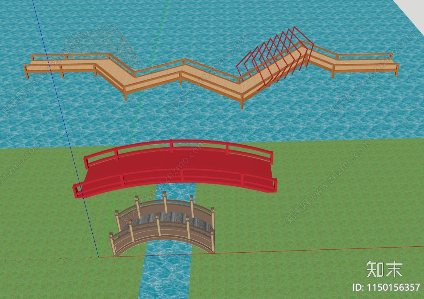 现代景观桥SU模型下载【ID:1150156357】