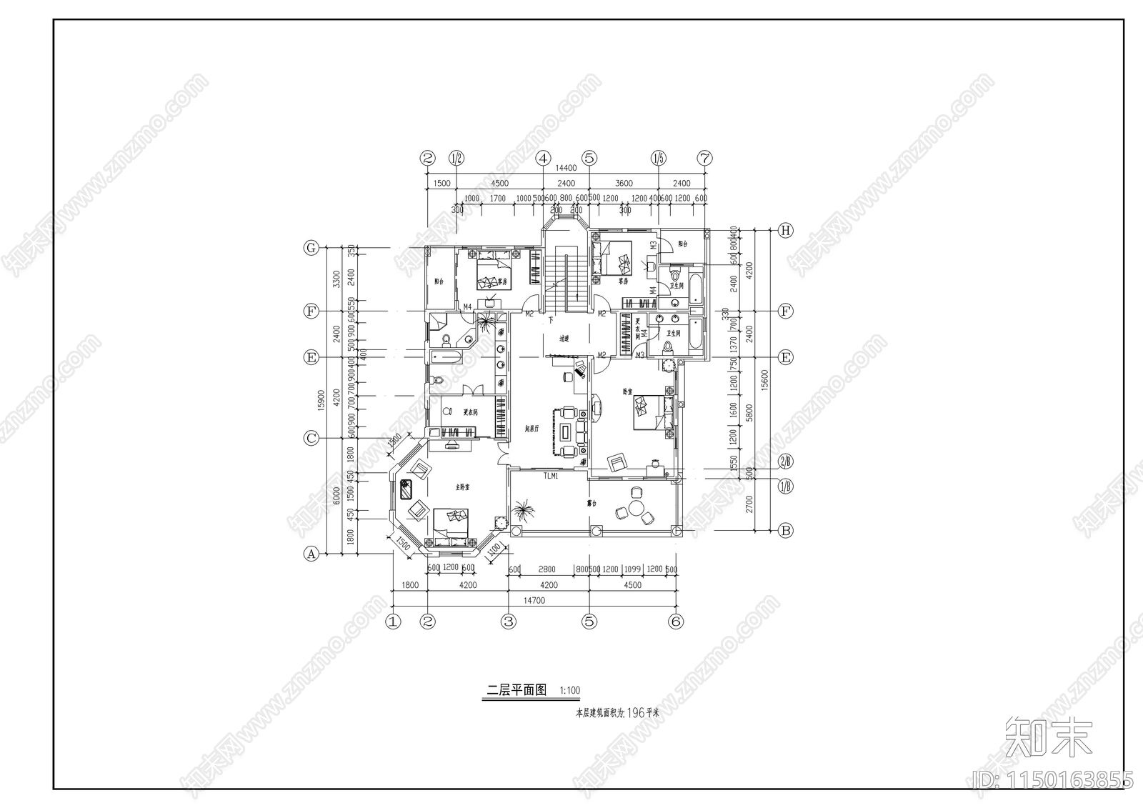 农村别墅建筑cad施工图下载【ID:1150163855】