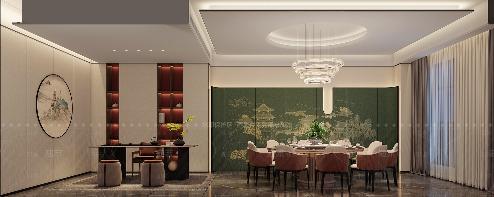 新中式餐饮包间3D模型下载【ID:1150237255】