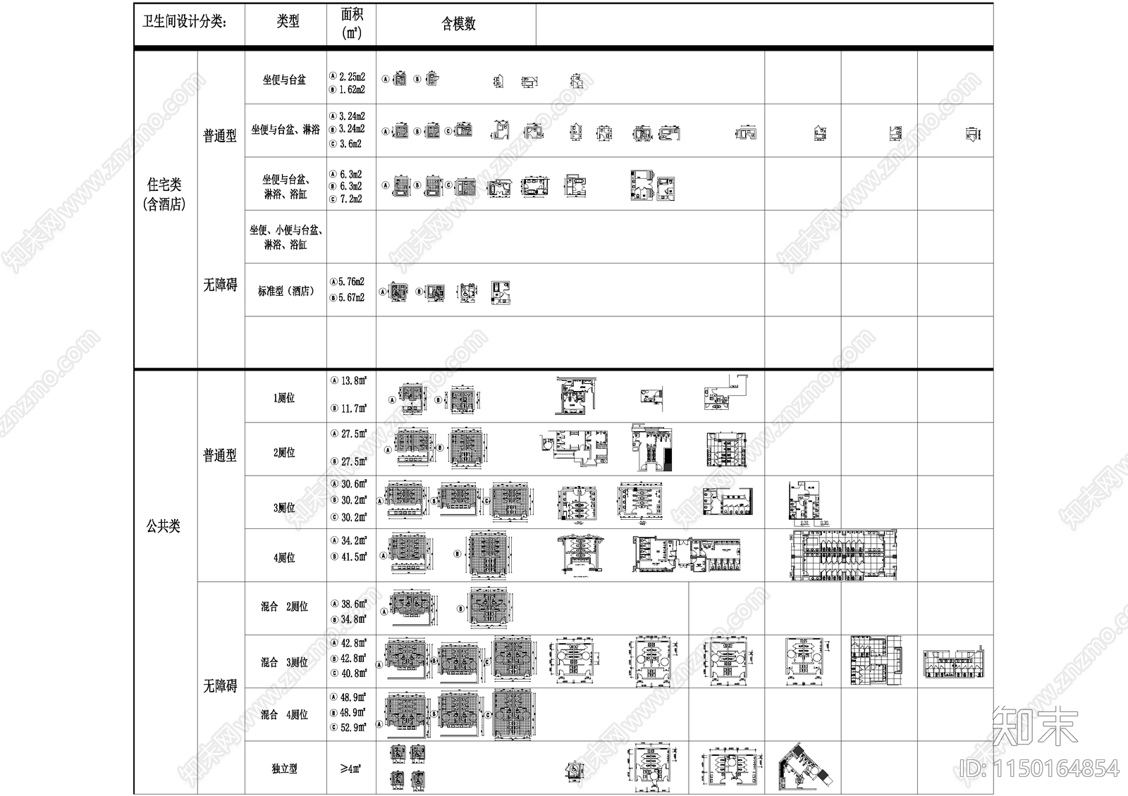 公共卫生间平面施工图下载【ID:1150164854】
