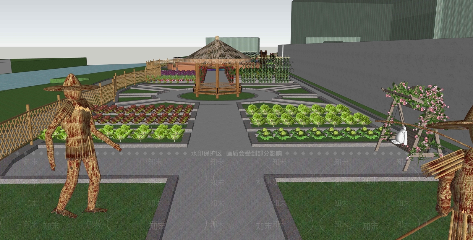 现代乡村庭院SU模型下载【ID:1150165813】