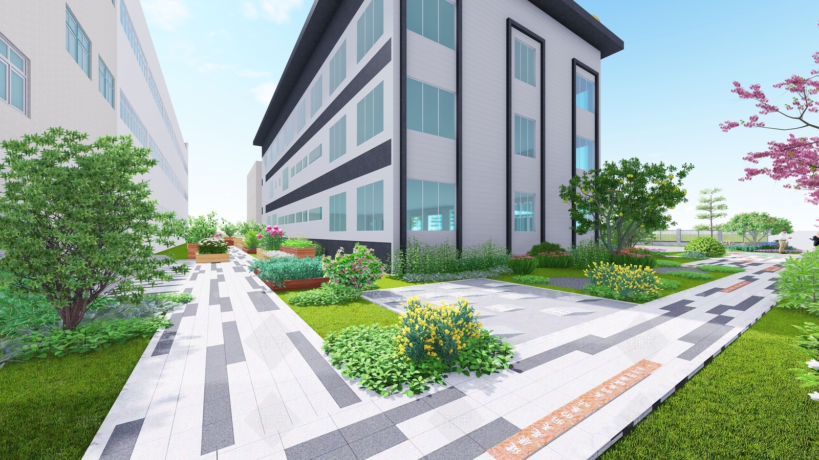 现代草药企业办公景观SU模型下载【ID:1150166952】