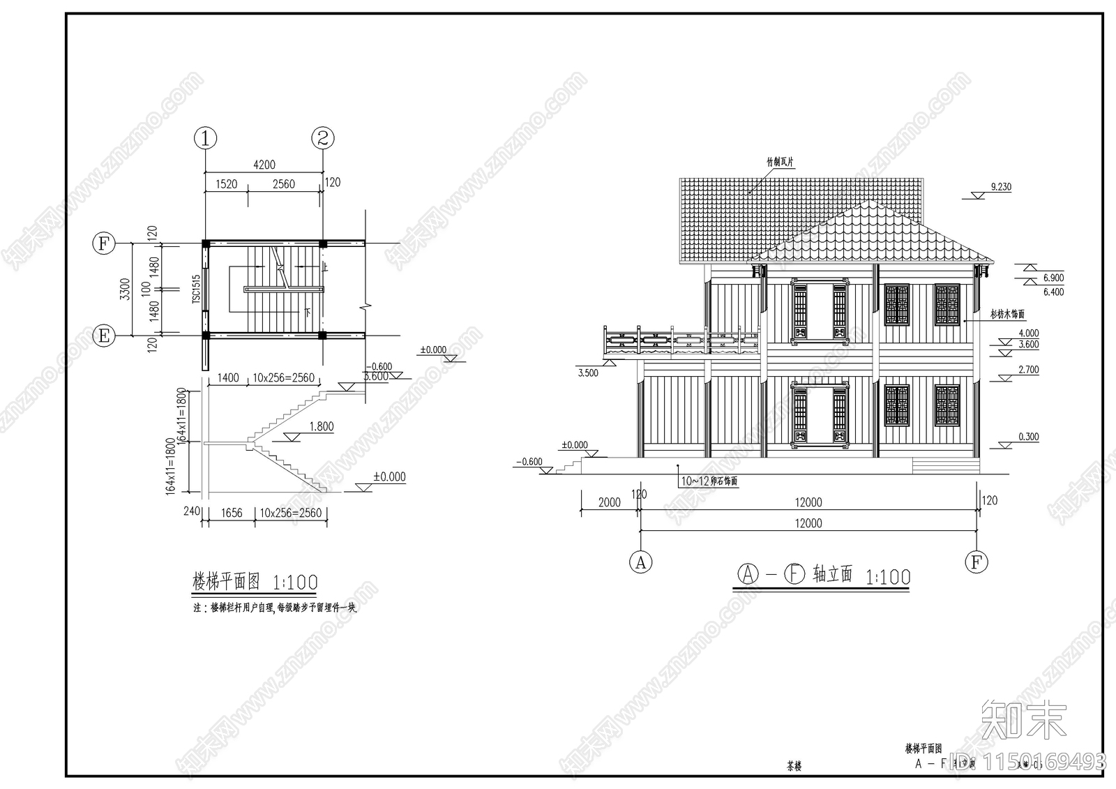 茶楼建筑cad施工图下载【ID:1150169493】