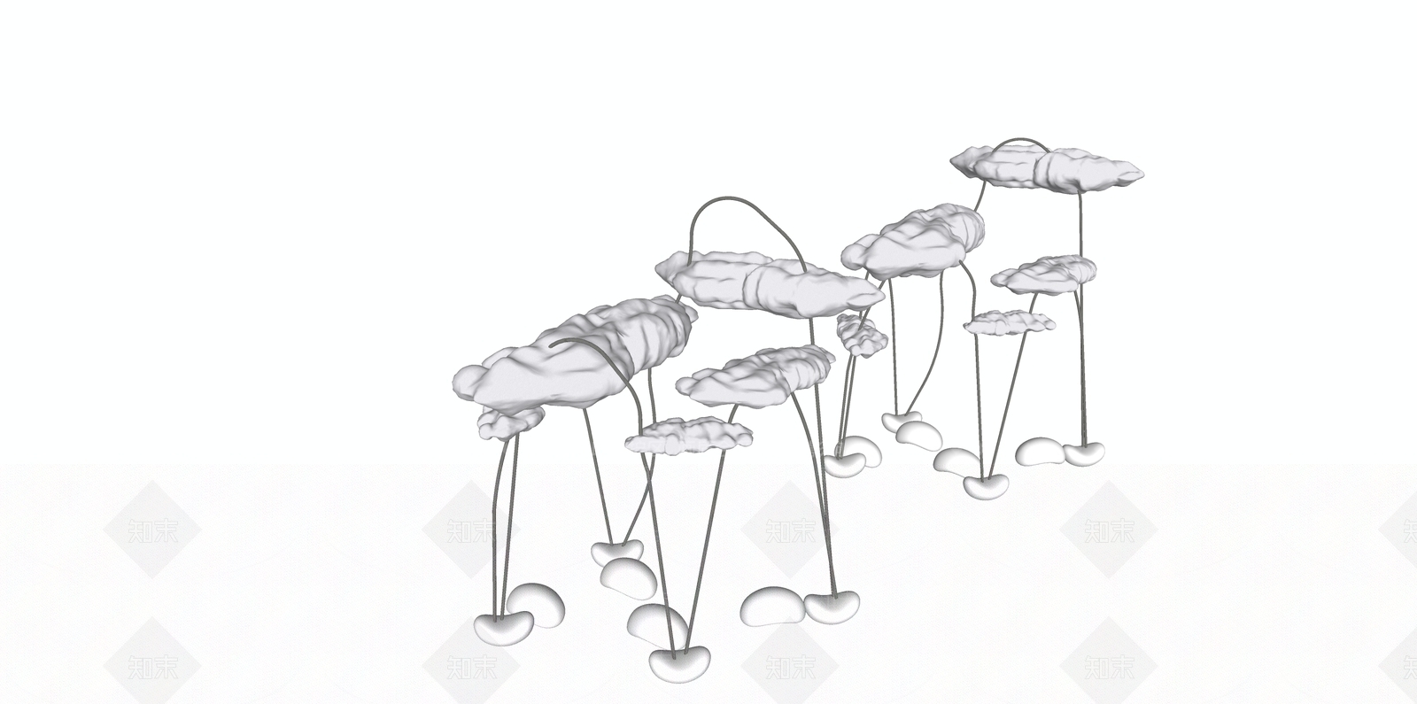 现代云朵雕塑SU模型下载【ID:1150170266】