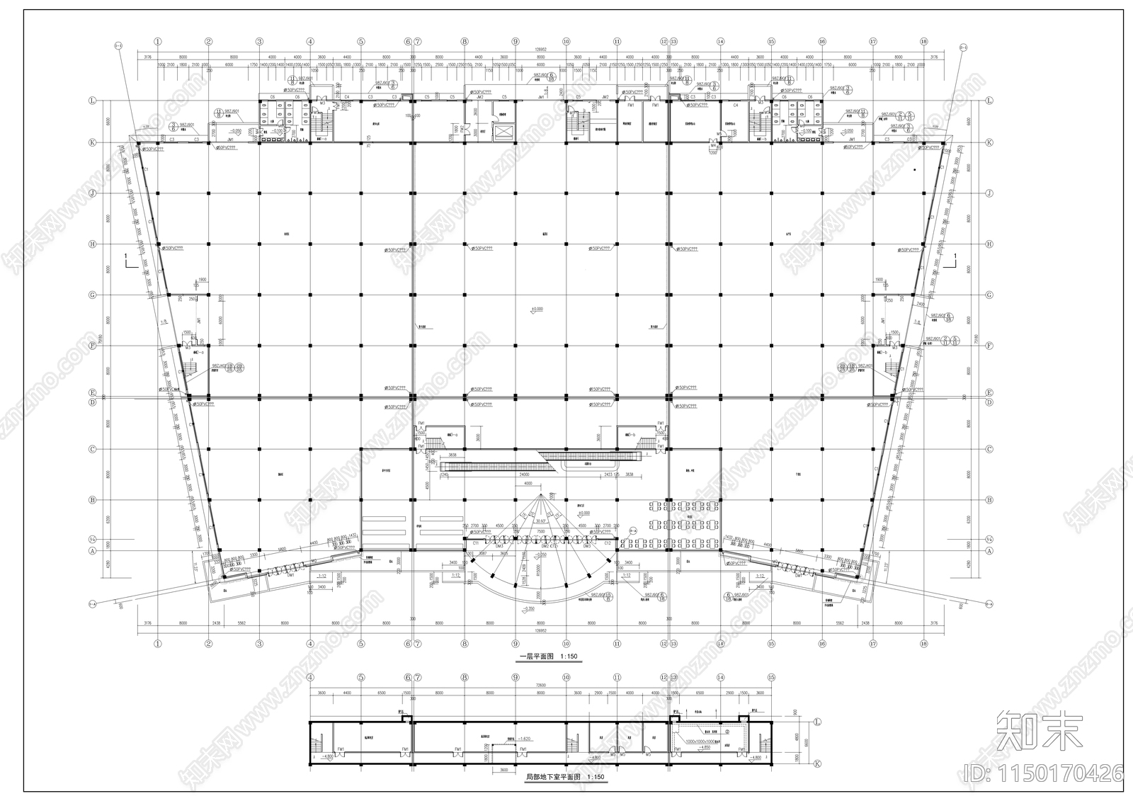 商场建筑cad施工图下载【ID:1150170426】