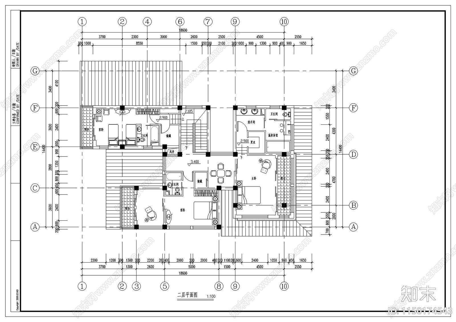 日式别墅建筑施工图下载【ID:1150174543】