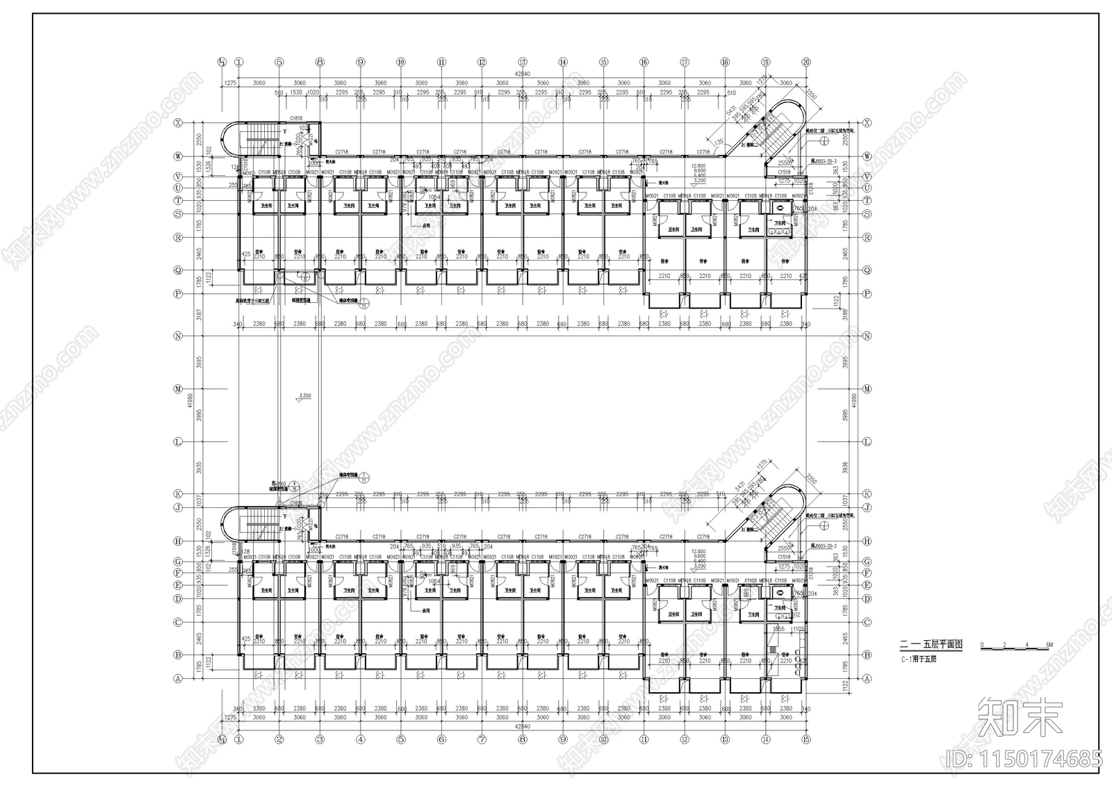 学生宿舍建筑cad施工图下载【ID:1150174685】