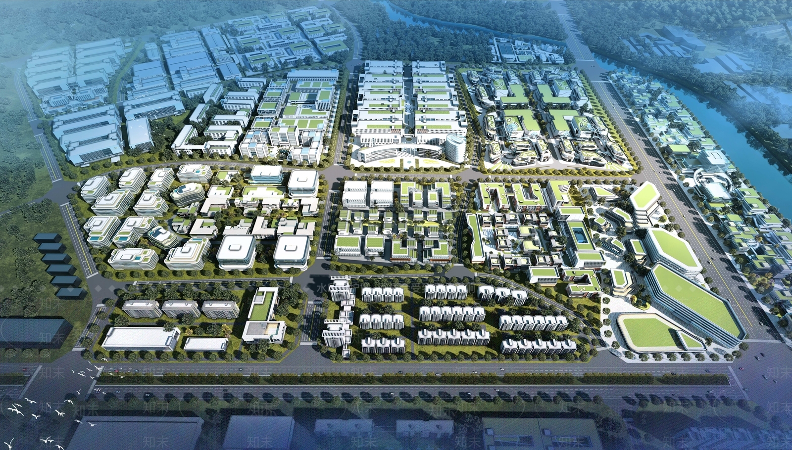 现代城市鸟瞰建筑合集SU模型下载【ID:1150176392】