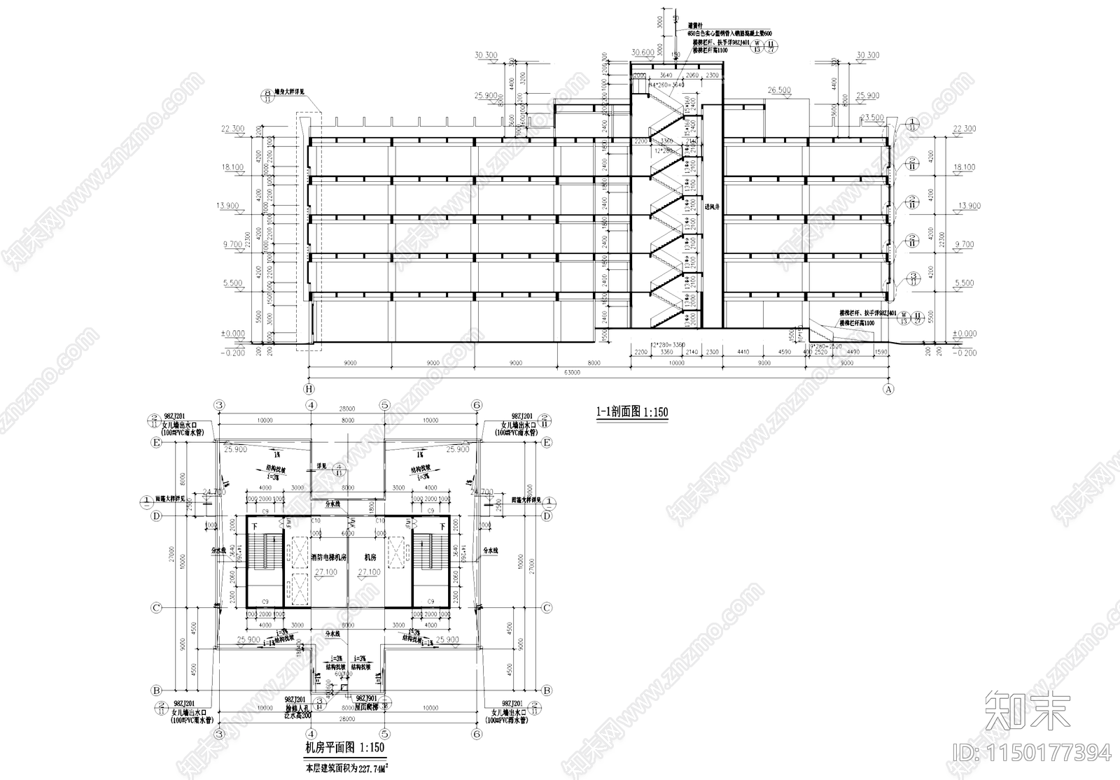 厂房车间大厦工业建筑cad施工图下载【ID:1150177394】