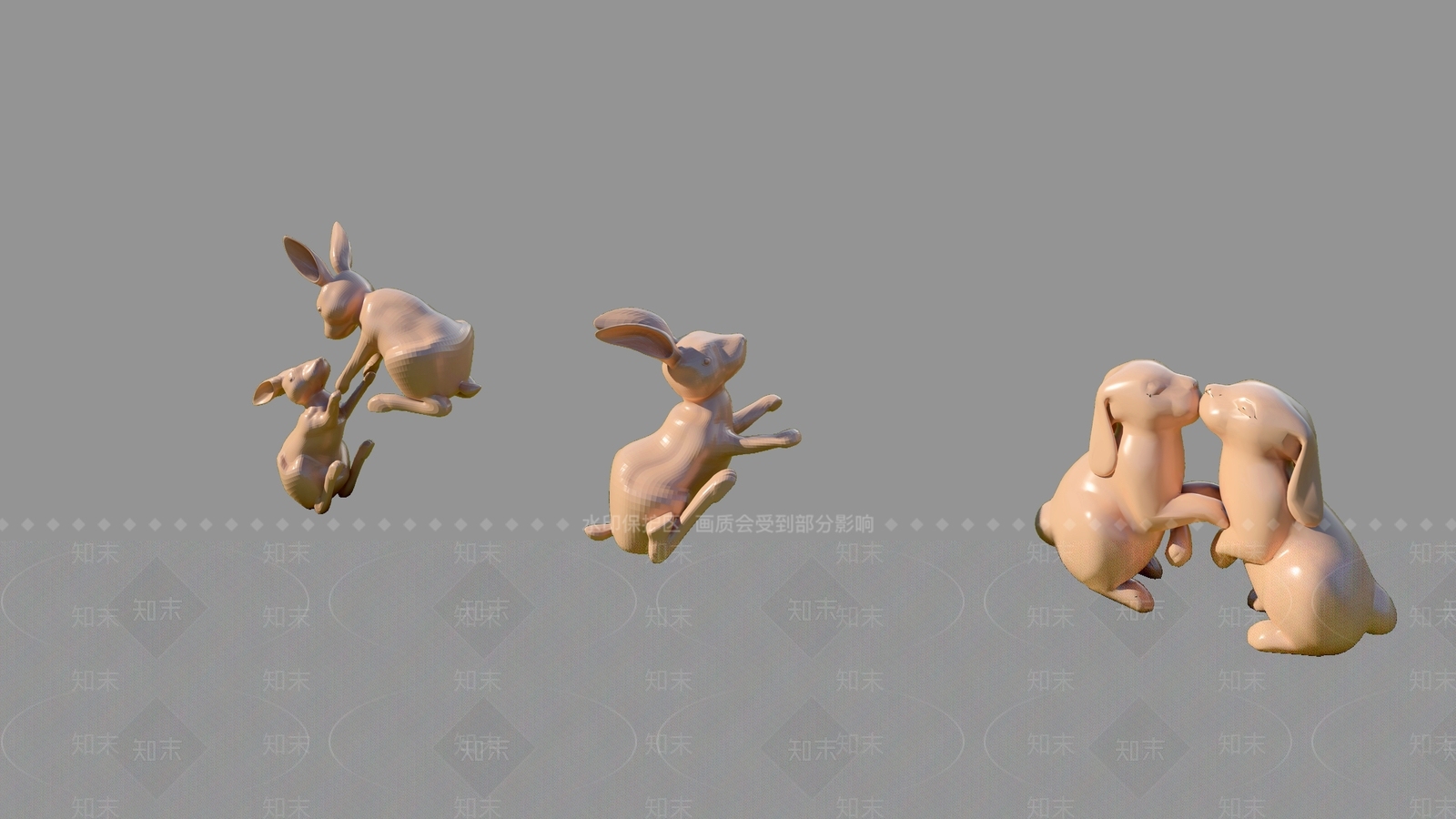 现代动物兔子雕塑摆件SU模型下载【ID:1150177899】