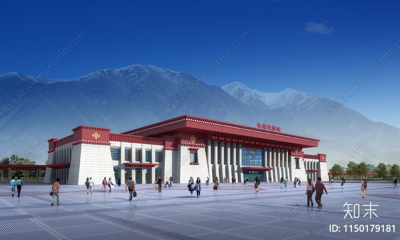 香格里拉站建筑cad施工图下载【ID:1150179181】