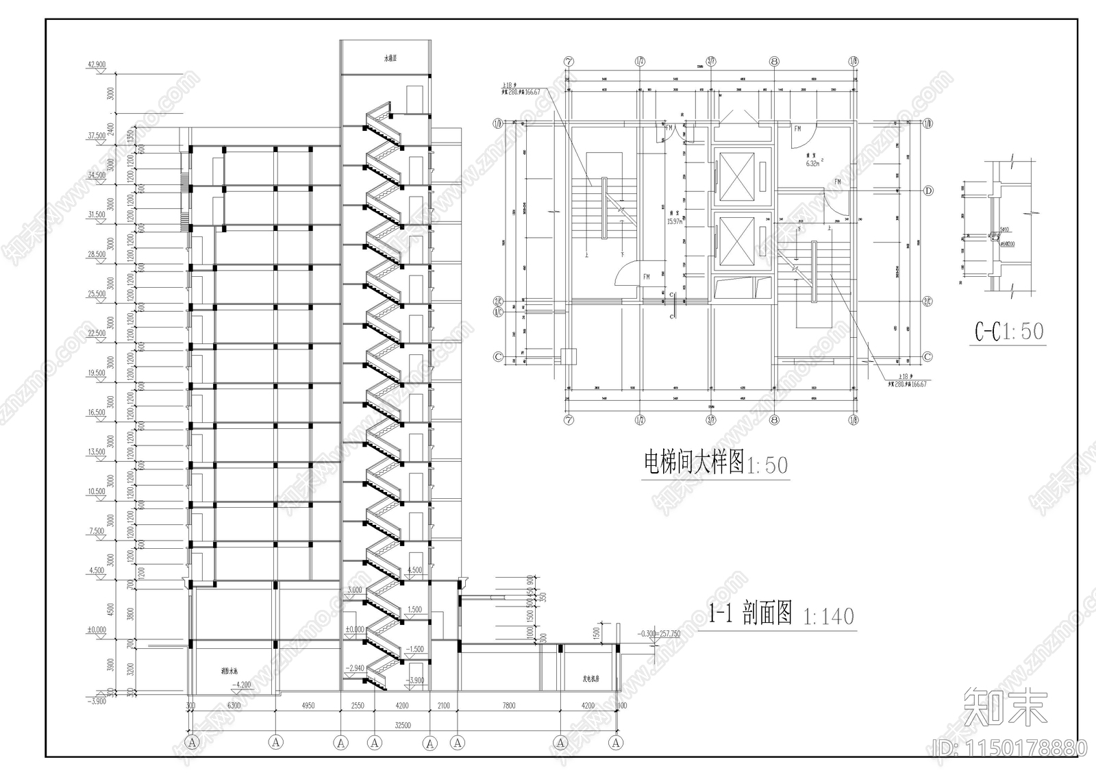 重庆中学教学楼建筑cad施工图下载【ID:1150178880】