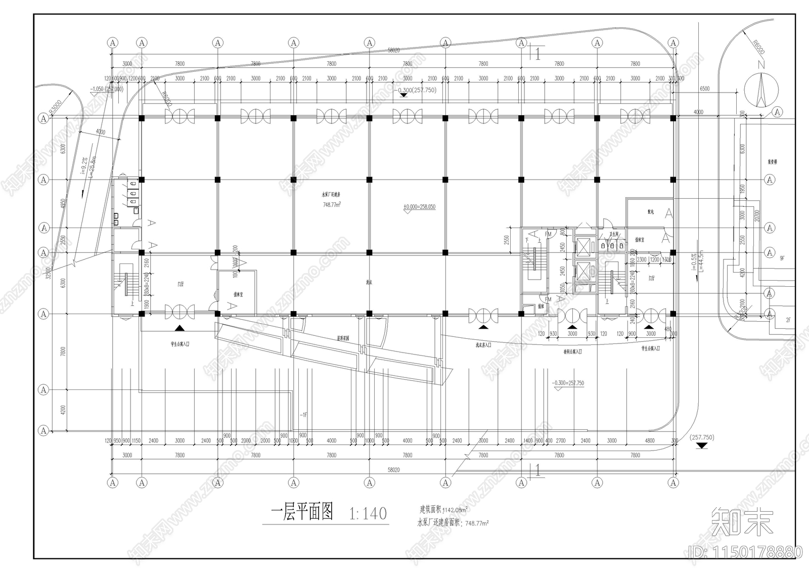 重庆中学教学楼建筑cad施工图下载【ID:1150178880】