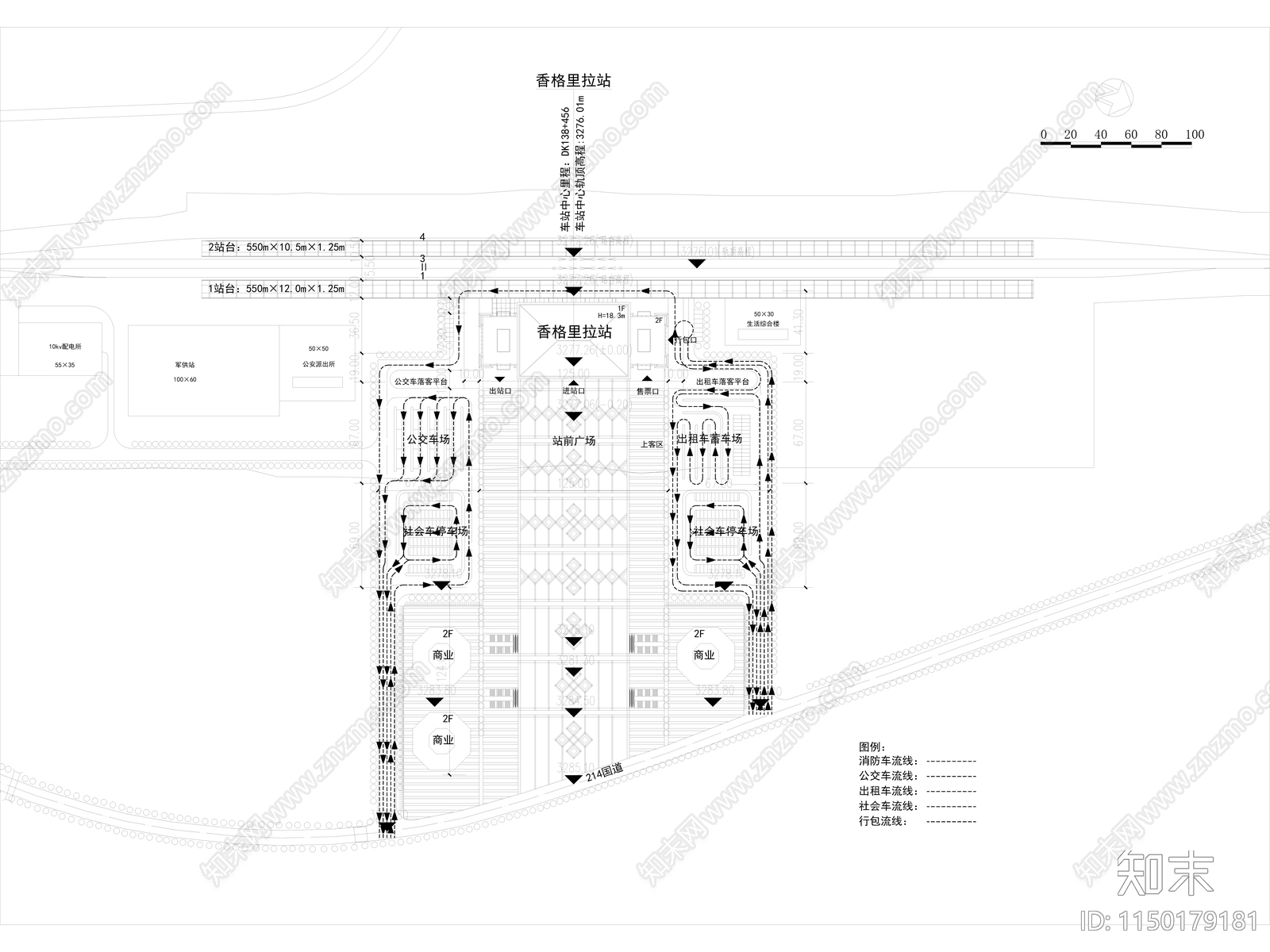 香格里拉站建筑cad施工图下载【ID:1150179181】