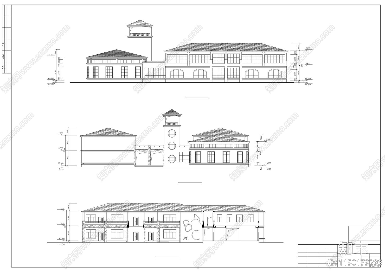 8班幼儿园建筑cad施工图下载【ID:1150179296】