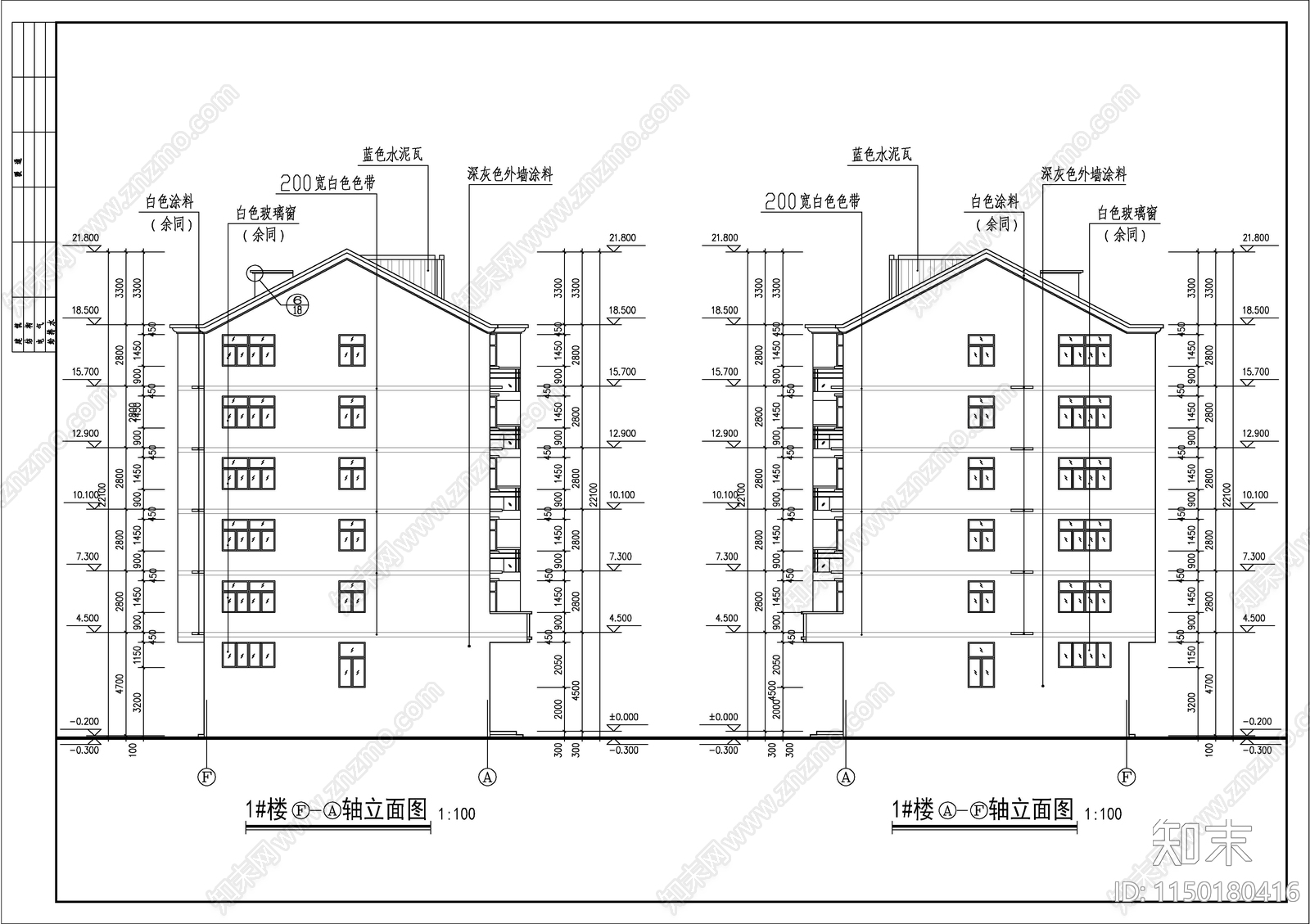 阁楼住宅建筑cad施工图下载【ID:1150180416】