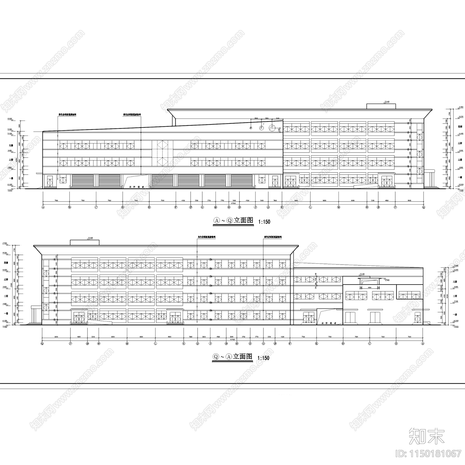 现代企业学校员工餐厅学生食堂建筑cad施工图下载【ID:1150181067】