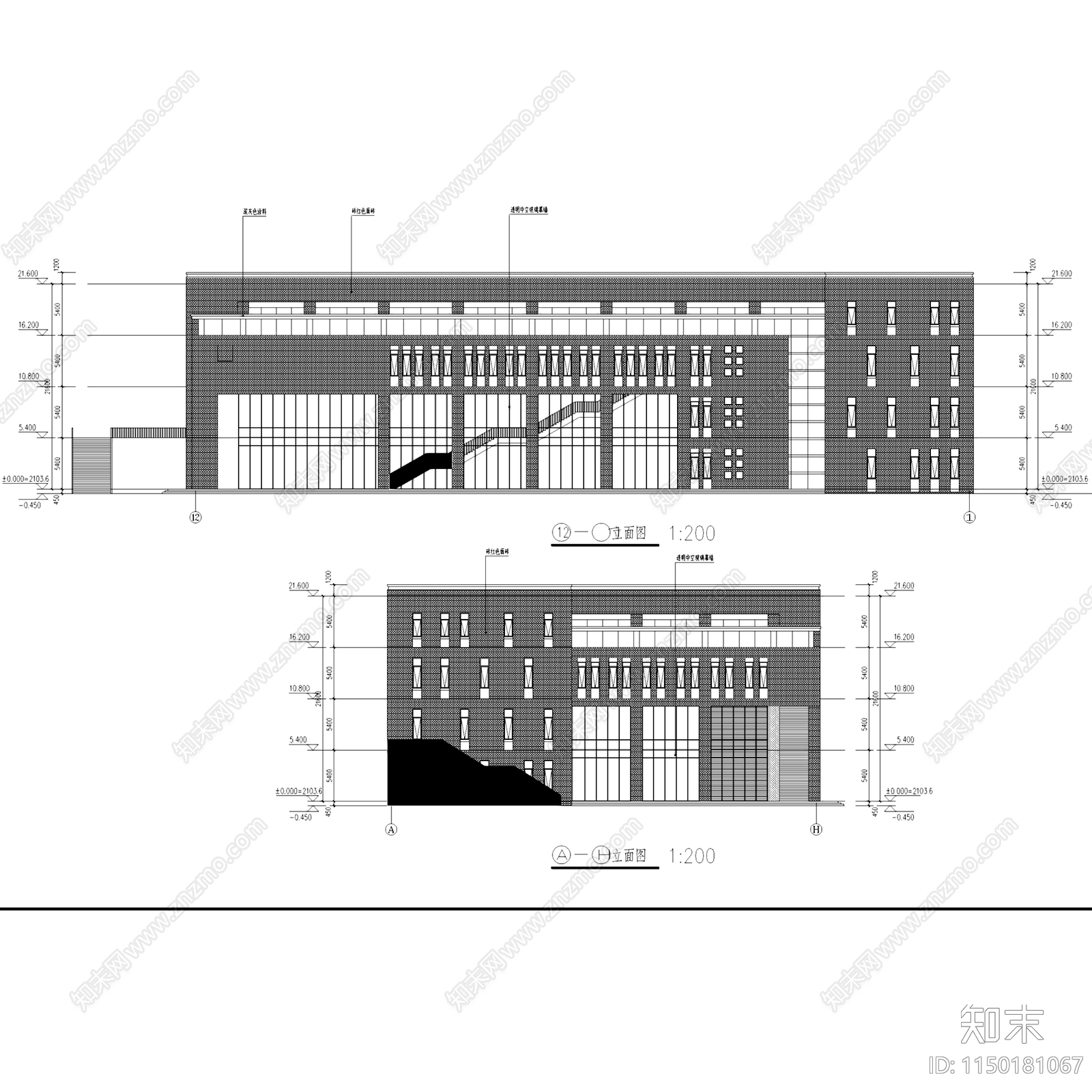 现代企业学校员工餐厅学生食堂建筑cad施工图下载【ID:1150181067】