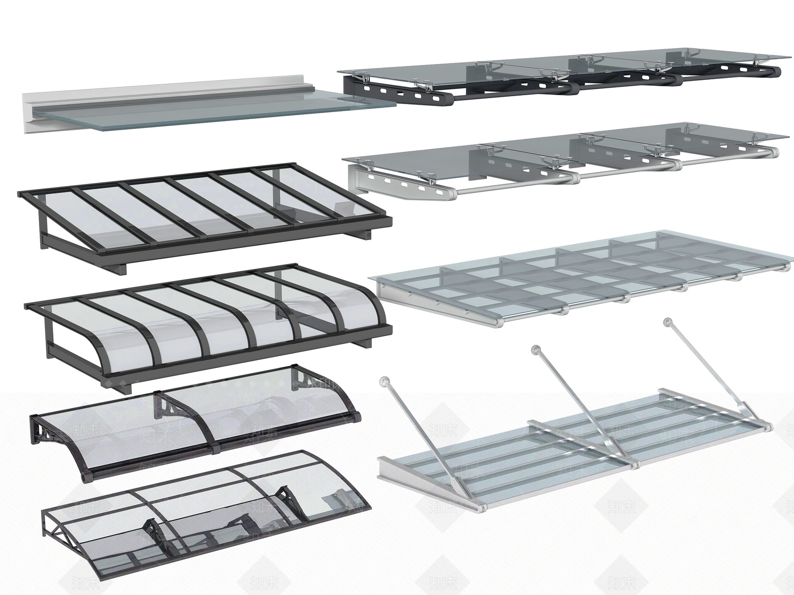 玻璃雨棚3D模型下载【ID:1150182335】
