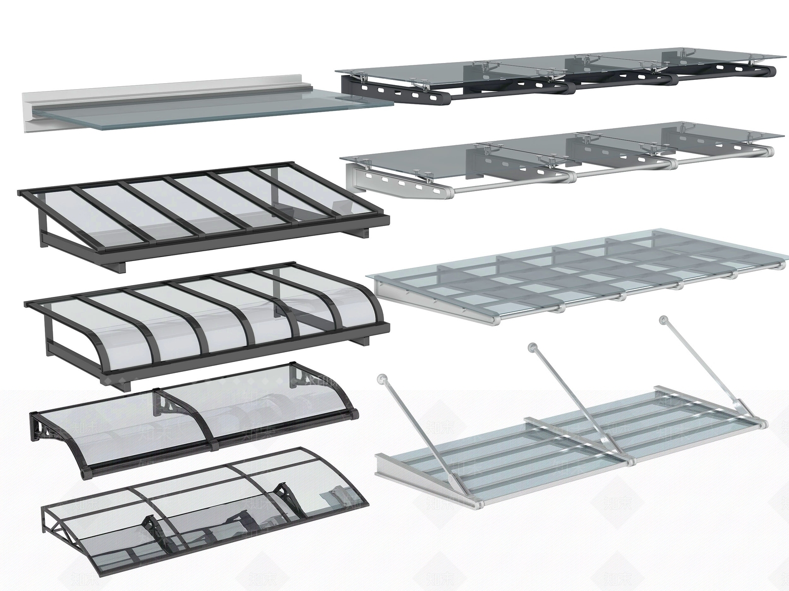 现代玻璃雨棚SU模型下载【ID:1150182896】