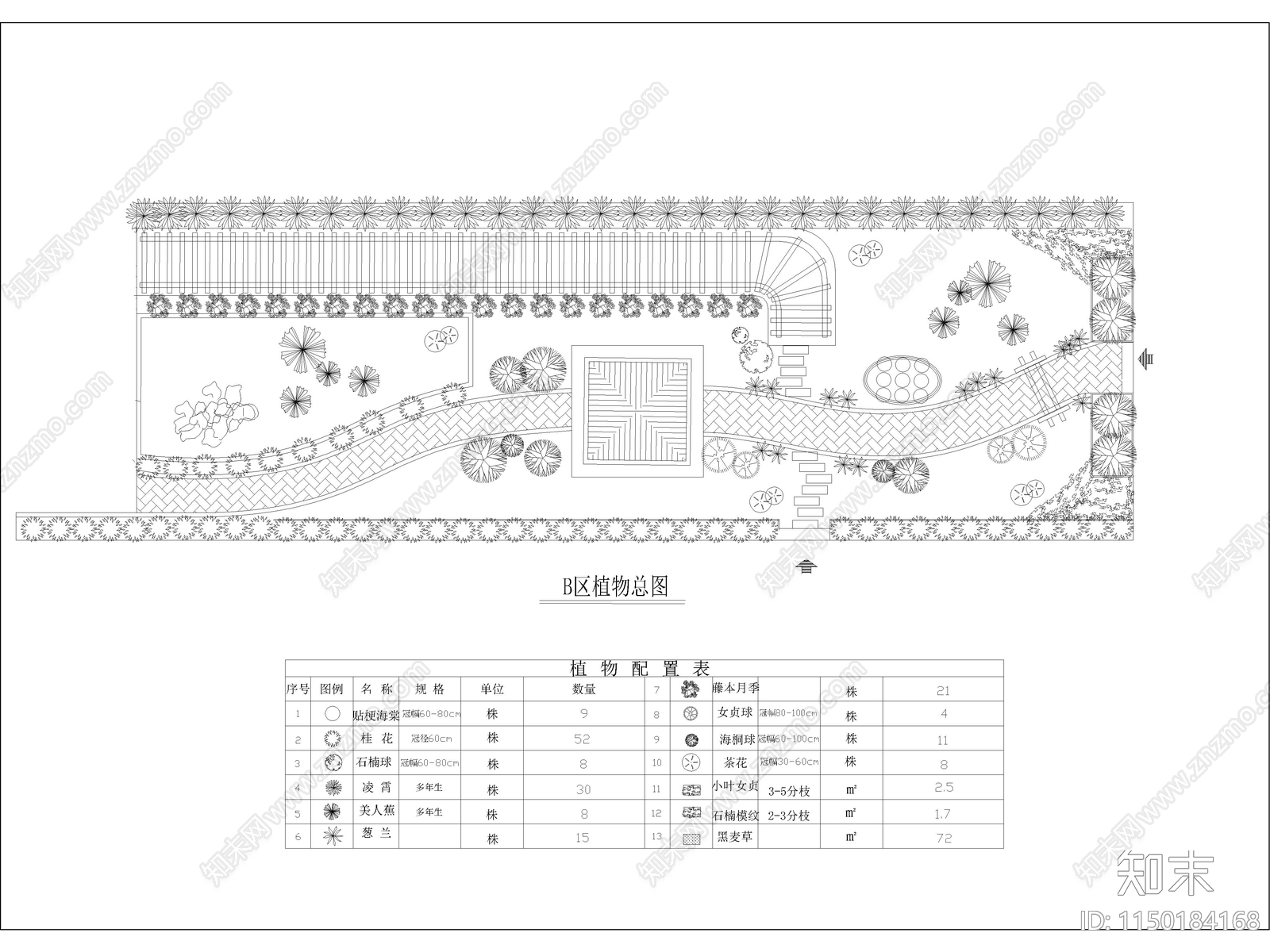 别墅小区屋顶花园景观绿化设计详图cad施工图下载【ID:1150184168】