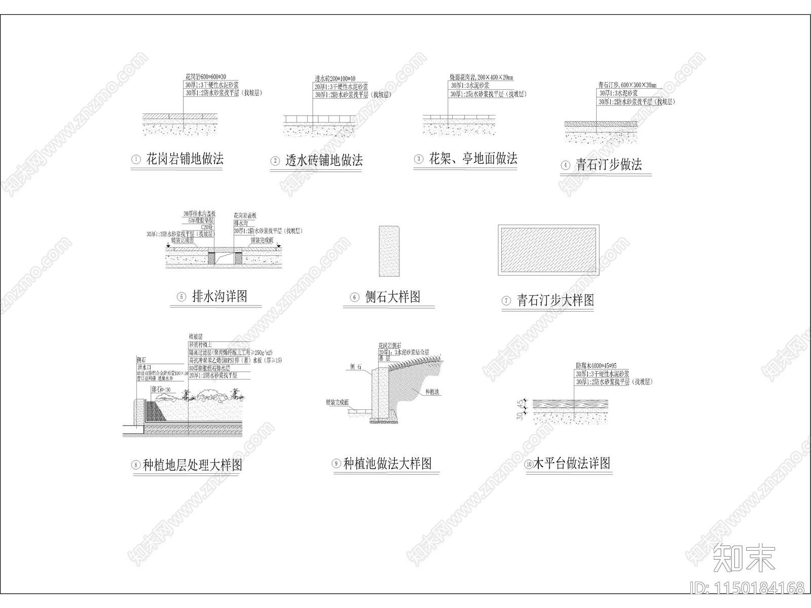 别墅小区屋顶花园景观绿化设计详图cad施工图下载【ID:1150184168】