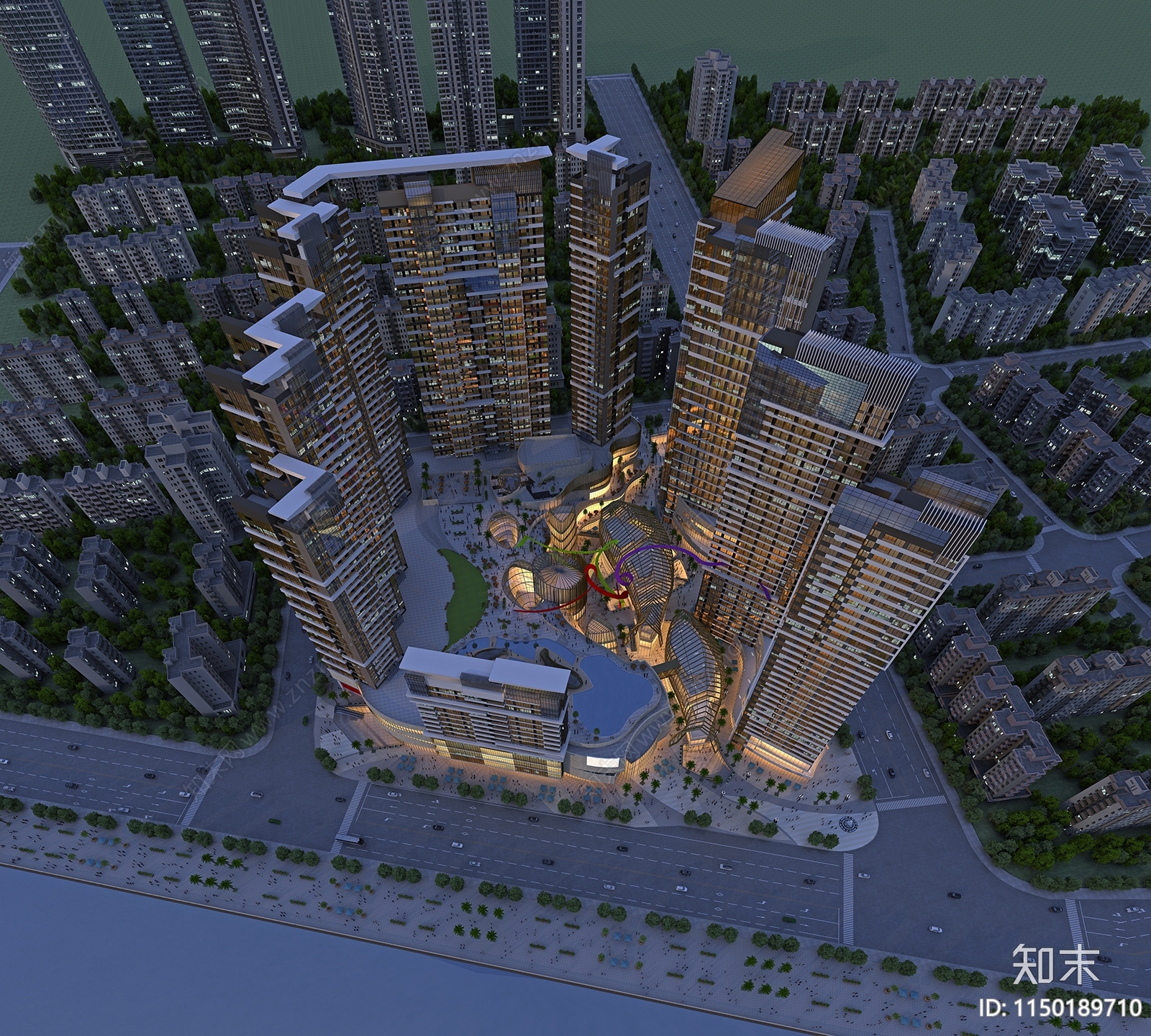 现代高层住宅楼3D模型下载【ID:1150189710】