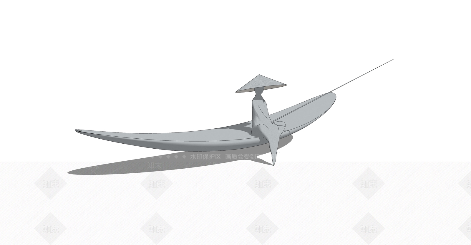 现代垂钓者人物小品雕塑SU模型下载【ID:1150185125】