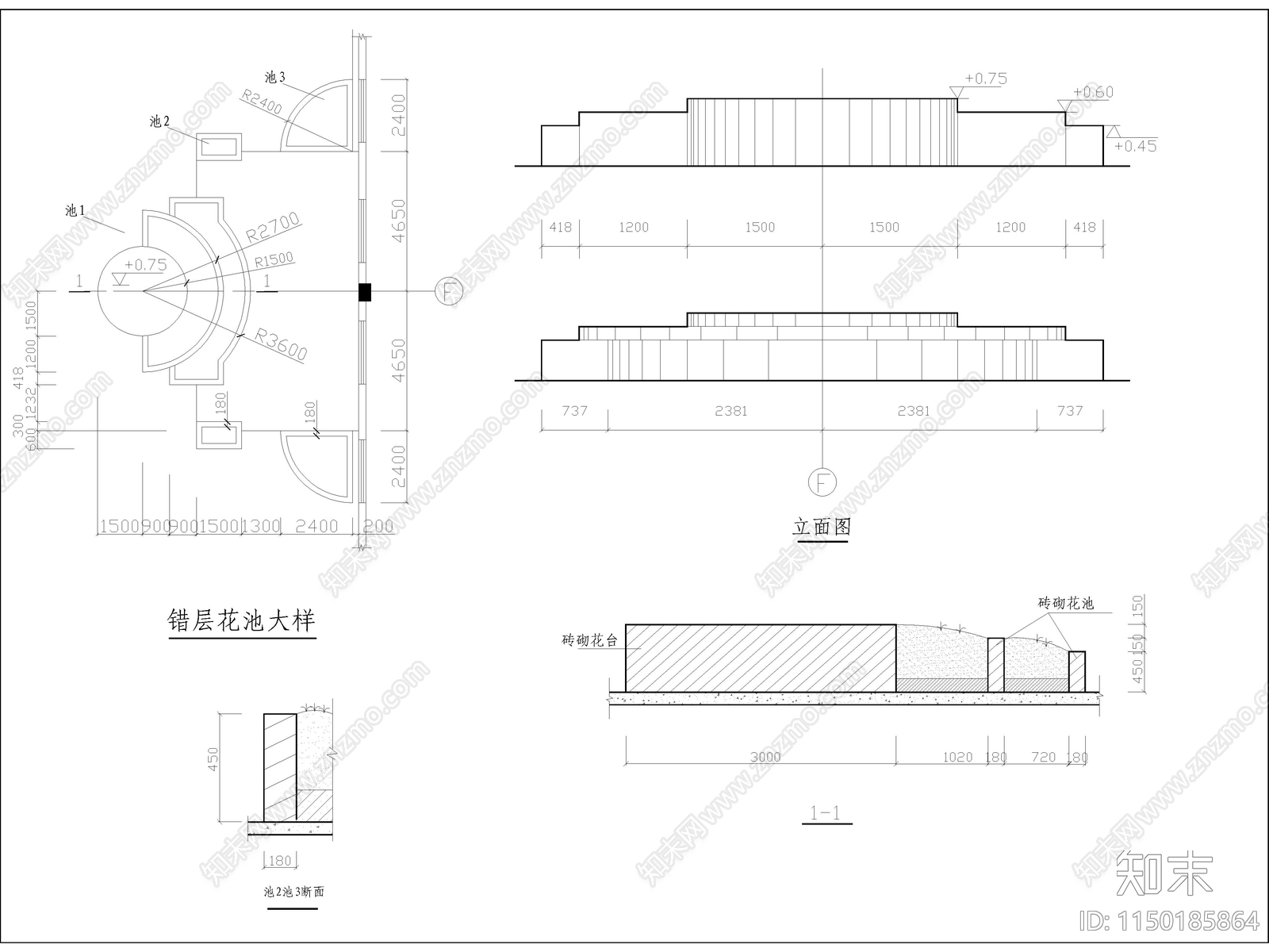 别墅小区屋顶花园景观绿化设计详图cad施工图下载【ID:1150185864】