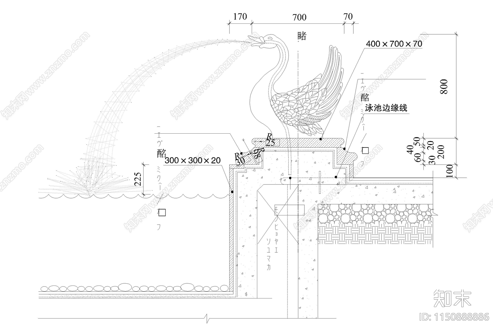 公园广场景观雕塑石像户外装饰品构筑物平立剖面配景施工图下载【ID:1150888886】