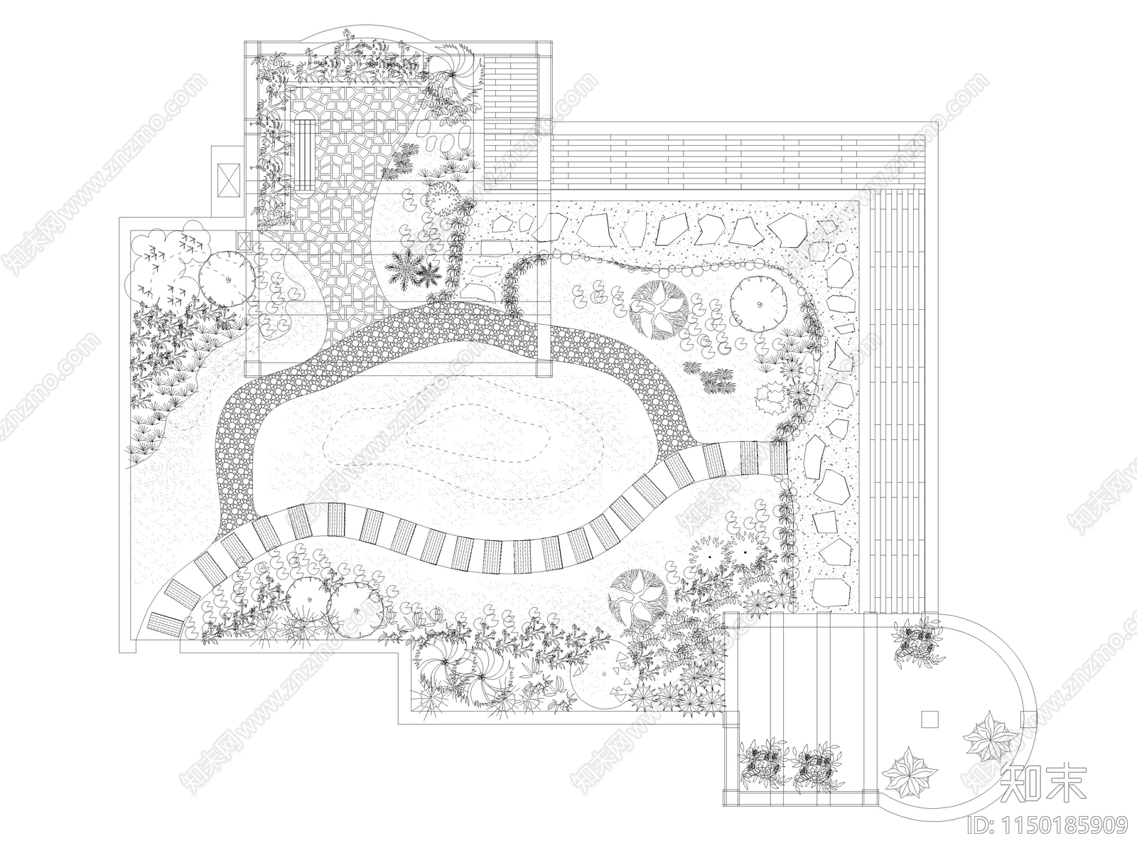 别墅小区屋顶花园景观绿化设计平面图施工图下载【ID:1150185909】