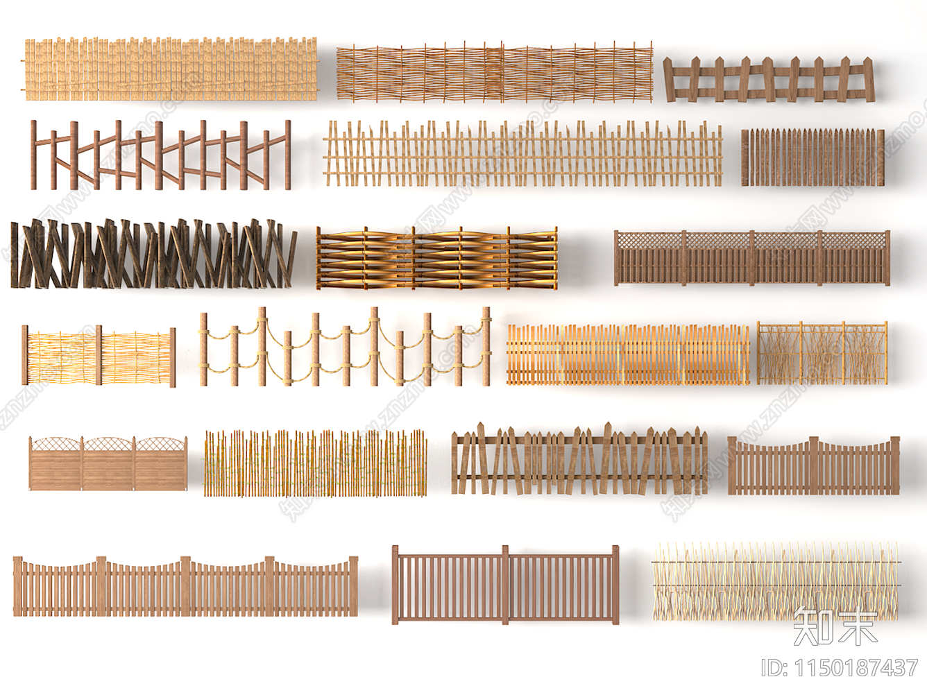 新中式木栅栏SU模型下载【ID:1150187437】