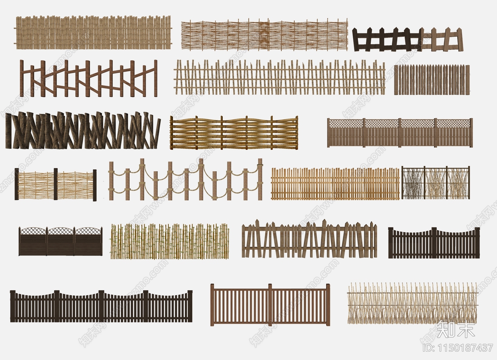 新中式木栅栏SU模型下载【ID:1150187437】
