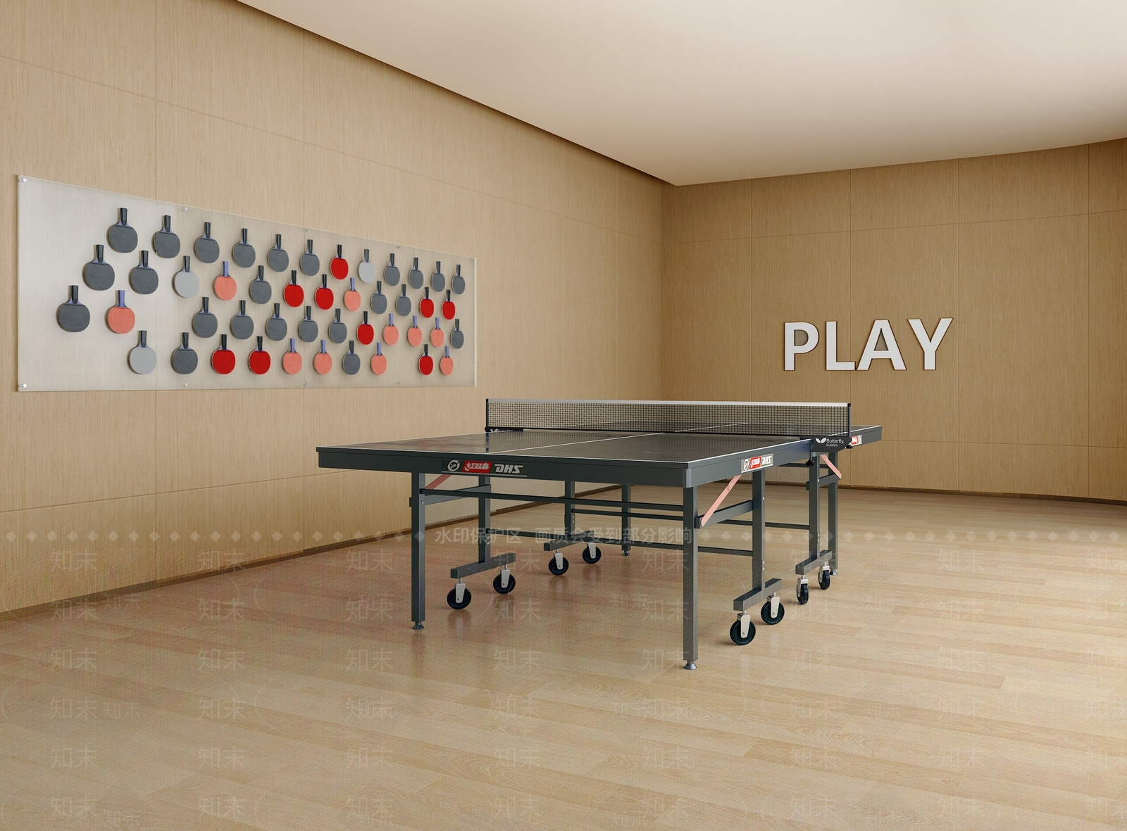 现代乒乓球室SU模型下载【ID:1150188374】