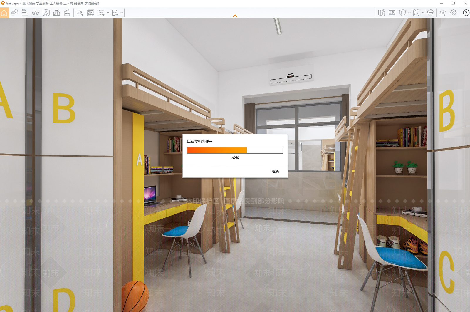 现代学生宿舍SU模型下载【ID:1150189585】