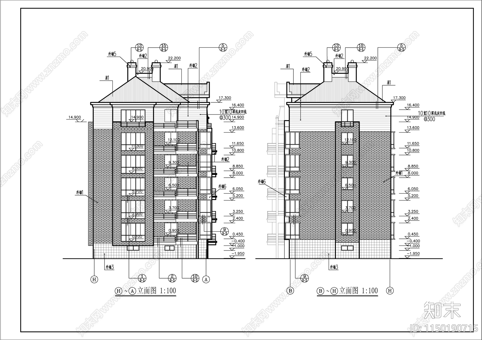 简中风格住宅建筑cad施工图下载【ID:1150190715】