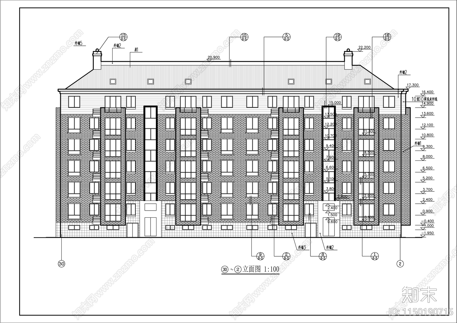 简中风格住宅建筑cad施工图下载【ID:1150190715】