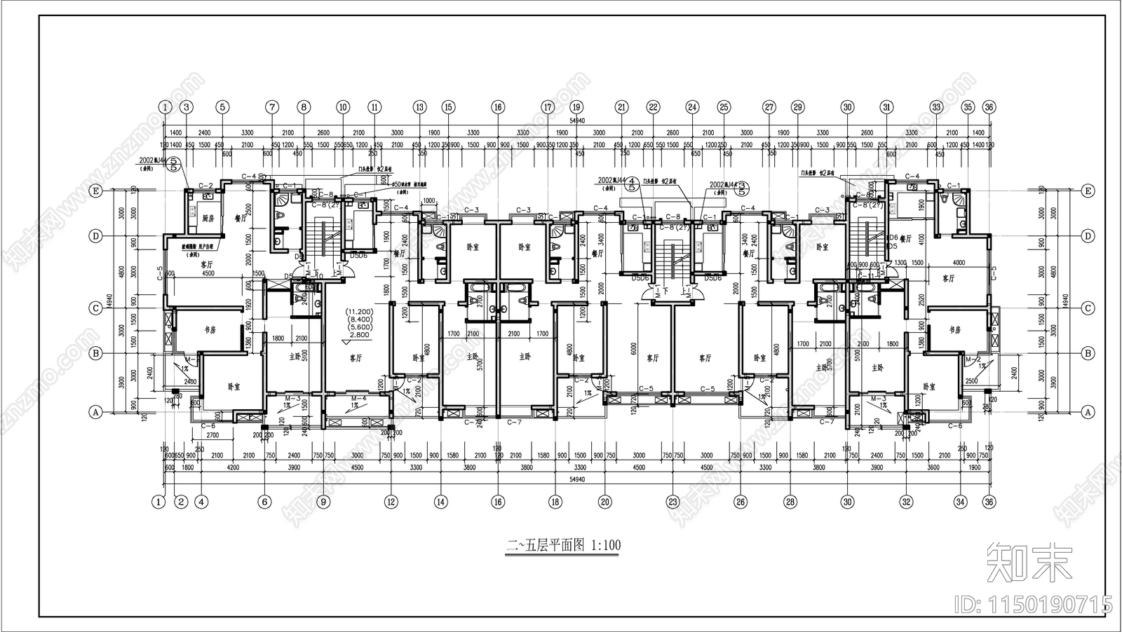 简中风格住宅建筑cad施工图下载【ID:1150190715】