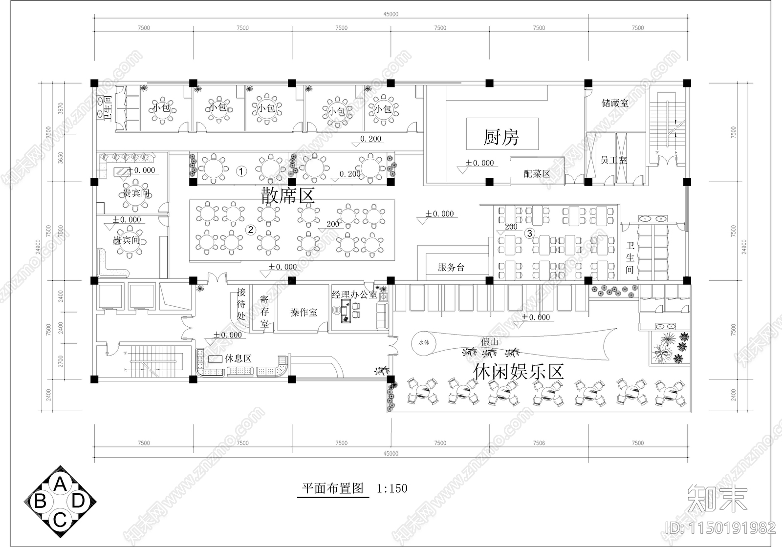 34套食堂室内cad施工图下载【ID:1150191982】