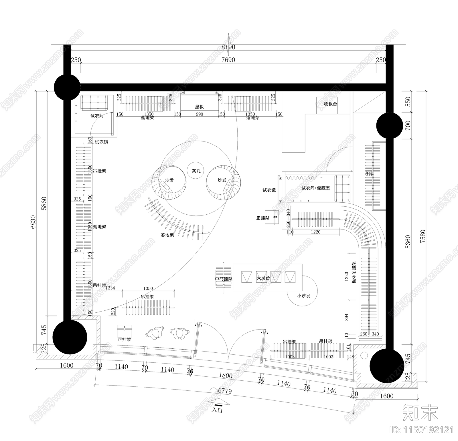 服装店cad施工图下载【ID:1150192121】