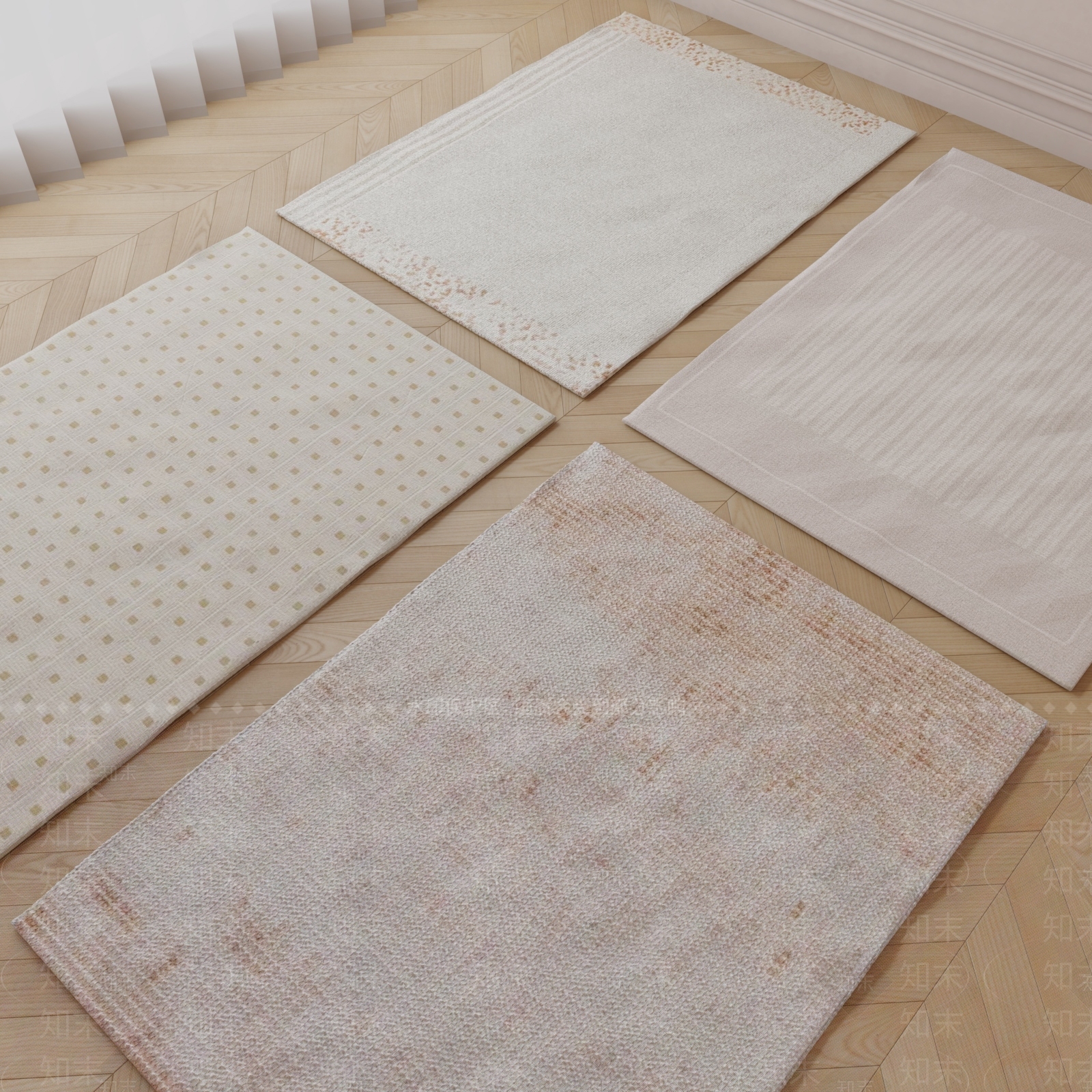 现代奶油风羊毛地毯SU模型下载【ID:1150192739】